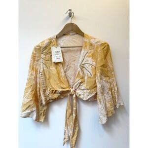 Maaji Palm Springs Golden Crop Top NWT Reversible Tie Front Resort Vacation Size